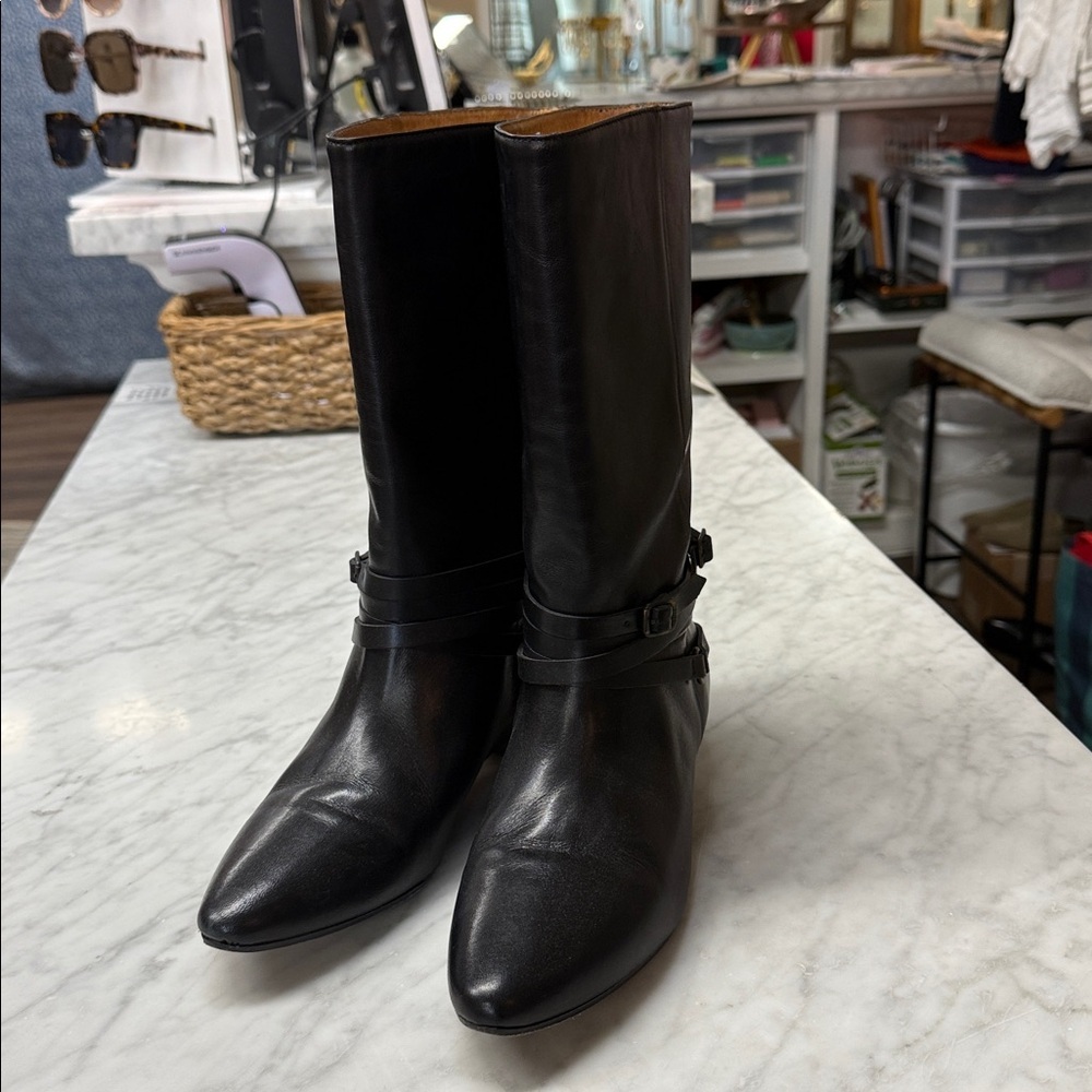 Frye Black Sunny Multi Strap Leather Boot Size 9 - Picture 4 of 12